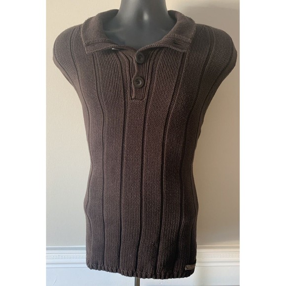 Men's Calvin Klein XL Extra Large Brown Cotton Knit Long Sleeve V-Neck Sweater - Picture 1 of 7